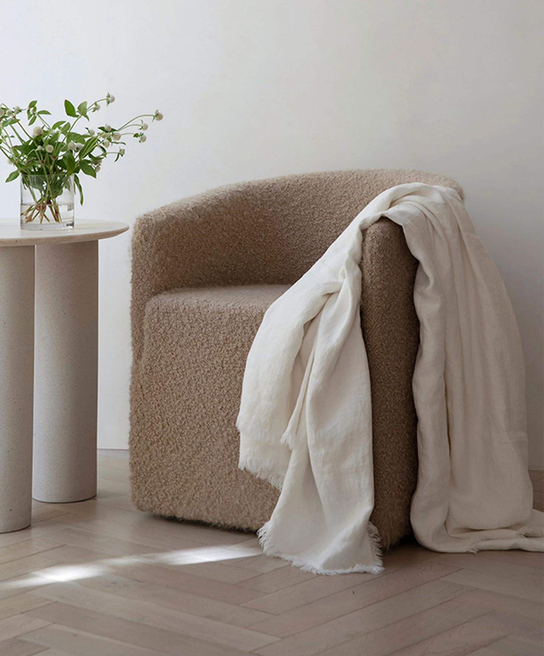 Freya Linen Throw - Snow - Image 3