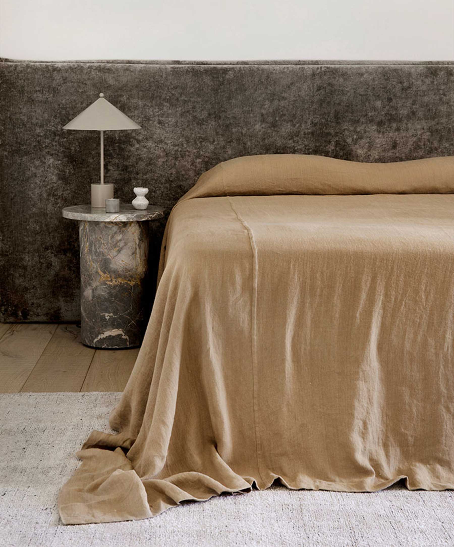 Heavyweight Linen Bedcover - Sand - Image 4
