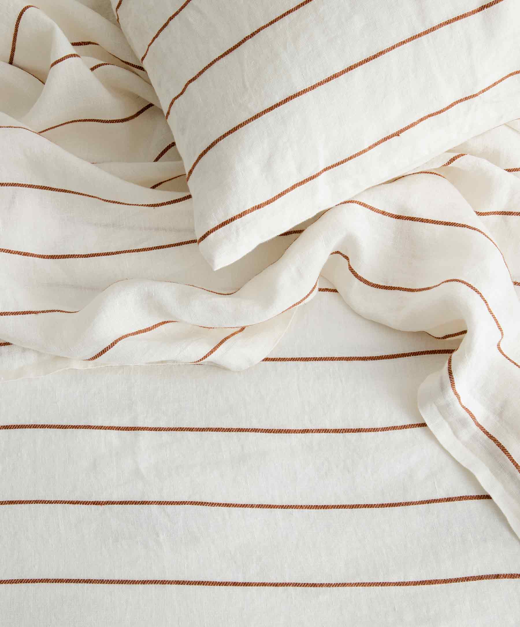 Linen Fitted Sheet - Cedar Stripe - Image 4