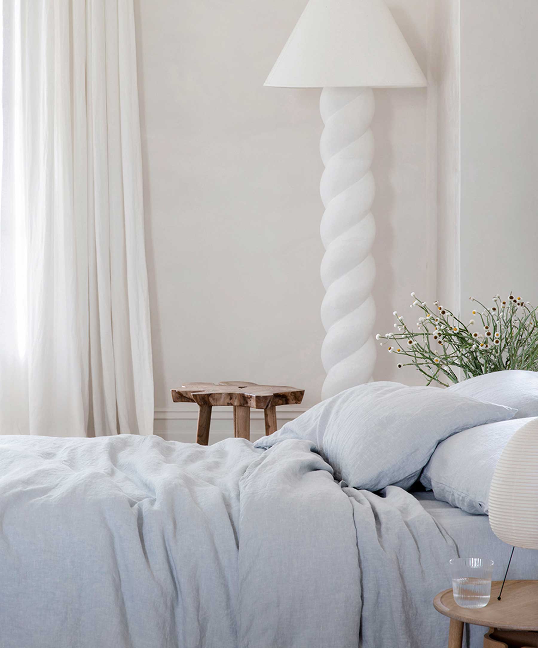 Linen Fitted Sheet - Sky - Image 3