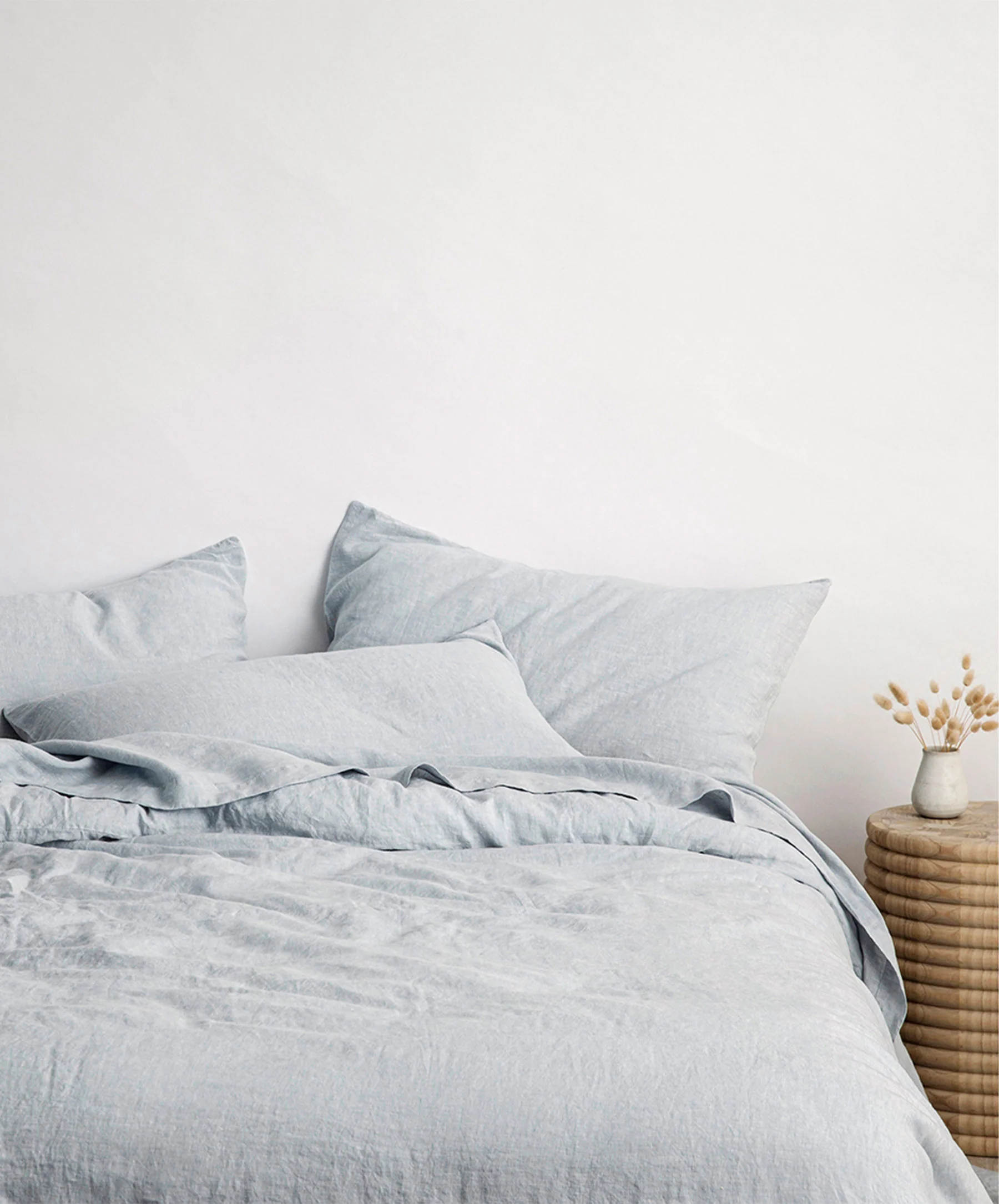 Linen Flat Sheet with Border - Sky - Image 3