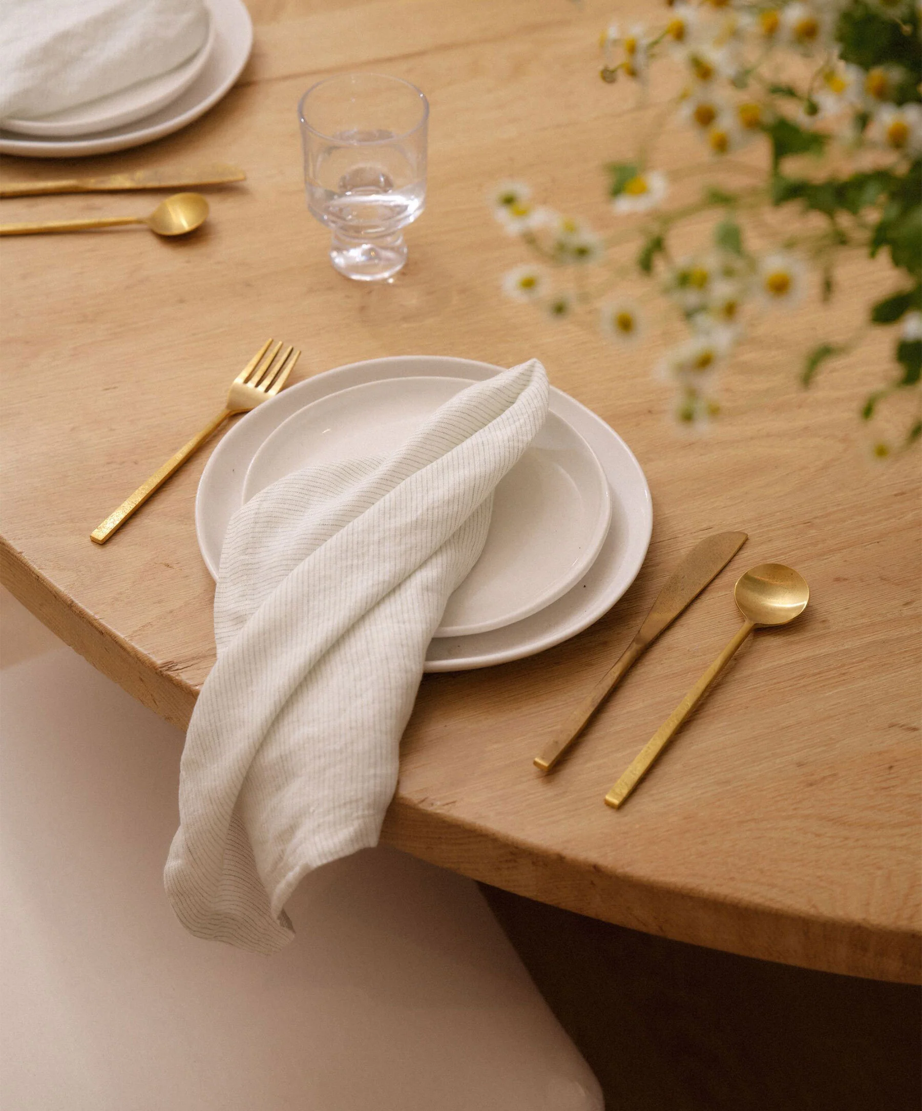 Linen Table Napkins - Fern Stripe - Image 3