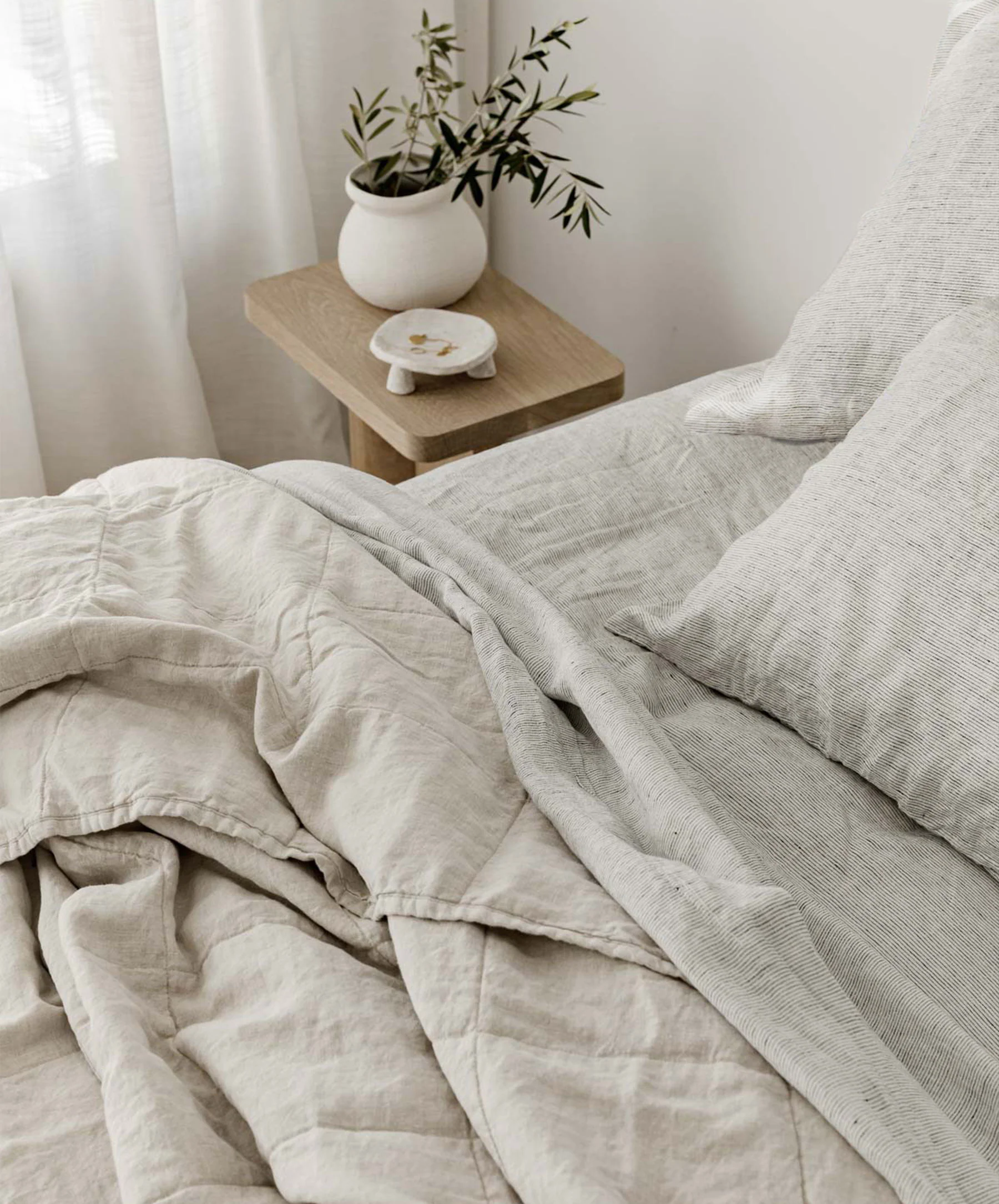Quilted Bedcover - Natural - Image 4
