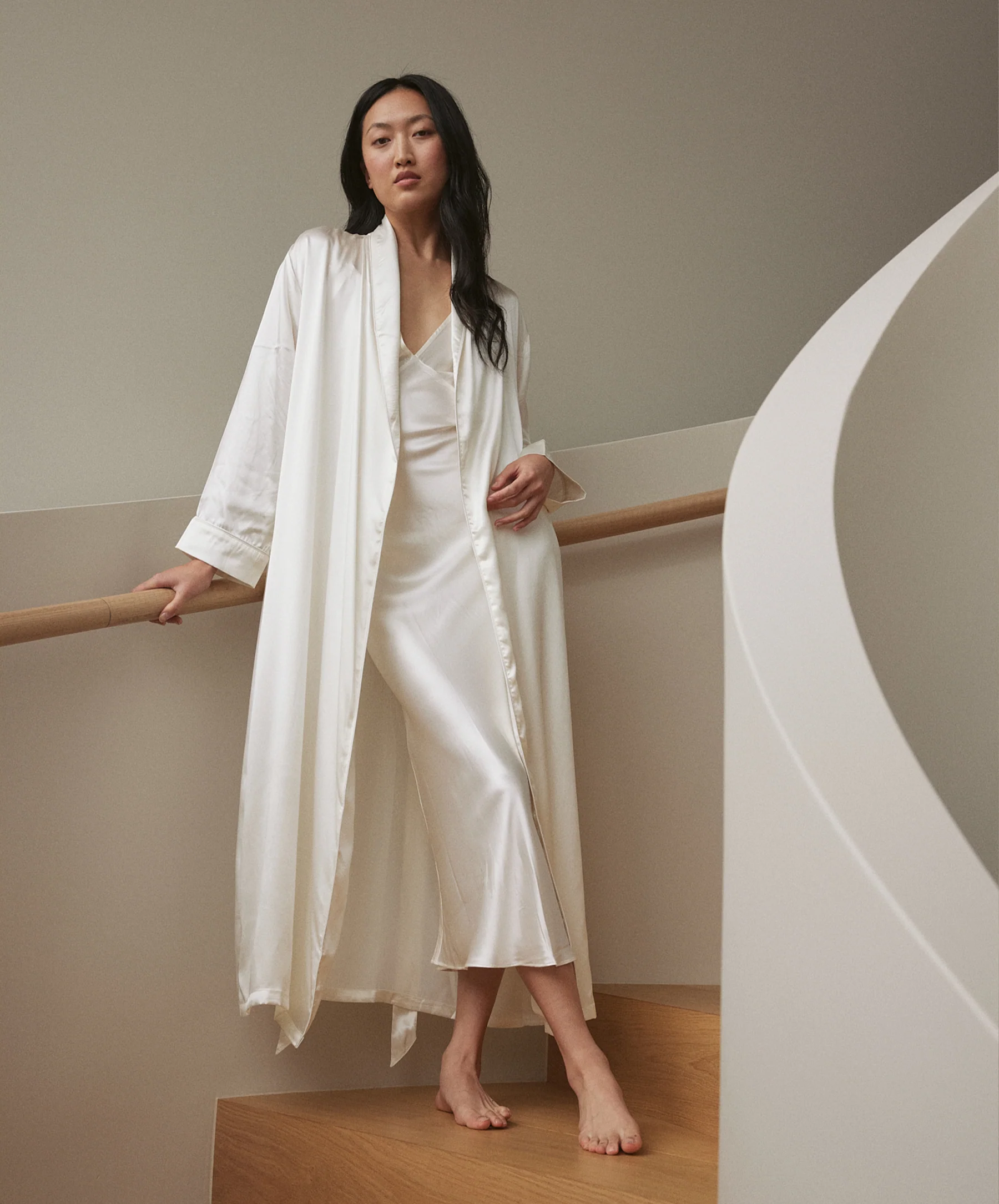 Silk Robe - Ivory - Image 7